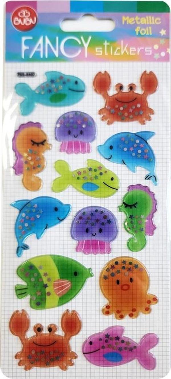 Bu-Bu Damla Sticker Deniz Hayvanları Metalik 9x20 PUS-8407 - Image 1