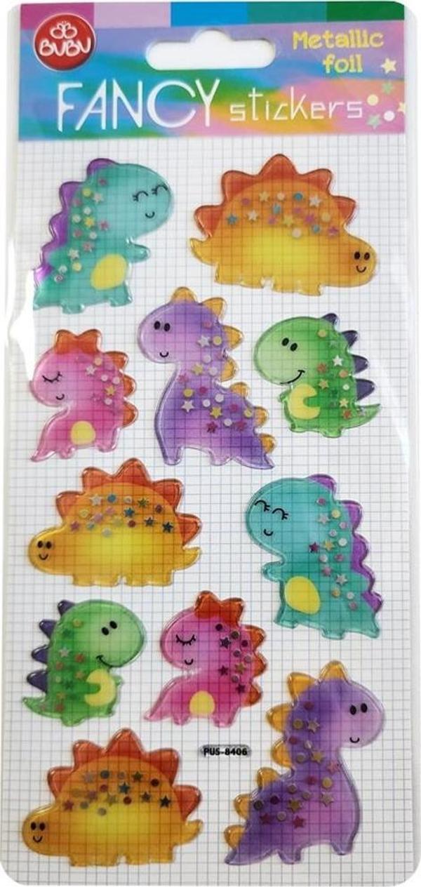 Bu-Bu Damla Sticker Dinazor Metalik 9x20 PUS-8406 - Image 1