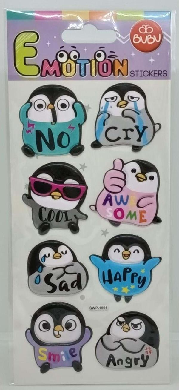 Bu-Bu Emotions Puffy Sticker Penguin - Message 9x21 SWP-1901 - Image 1