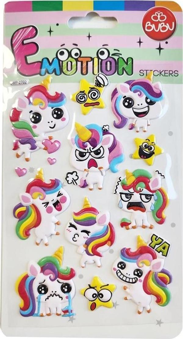Bu-Bu Emotions Puffy Sticker Unicorn 10,9x20,5 SWP-2702 - Image 1