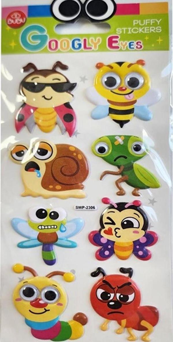 Bu-Bu Googly Eyes Puffy Sticker Böcekler 9x21 SWP-2306 - Image 1