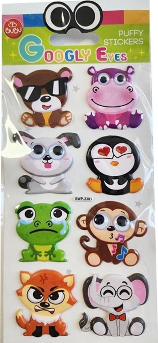 Bu-Bu Googly Eyes Puffy Sticker Krşk Hayvanlar 9x21 SWP-2301 - Image 1