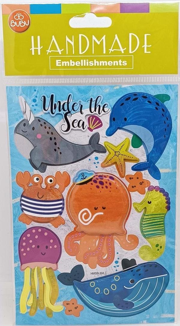 Bu-Bu Handmade Sticker Deniz Hayvanları 12,5x23,5 HMSB-304 - Image 1