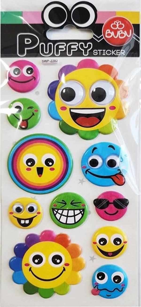 Bu-Bu Puffy Sticker Oynar Gözlü Gülen Çiçekler 9x21 SWP-2202 - Image 1