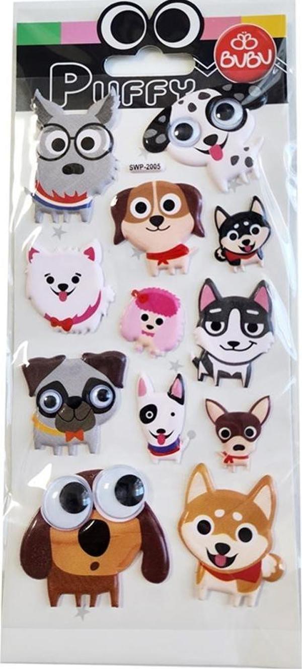 Bu-Bu Puffy Sticker Oynar Gözlü Köpekler 9x21 SWP-2005 - Image 1