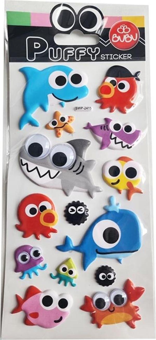 Bu-Bu Puffy Sticker Oynar Gözlü Şaşkın Balıklar 9x21 SWP-2415 - Image 1