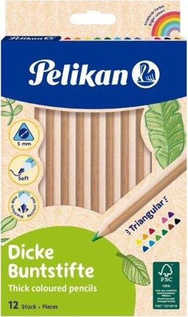 Pelikan Jumbo Ahşap Gövdeli Kuru Boya Kalemi 12 li Kutu - Image 1