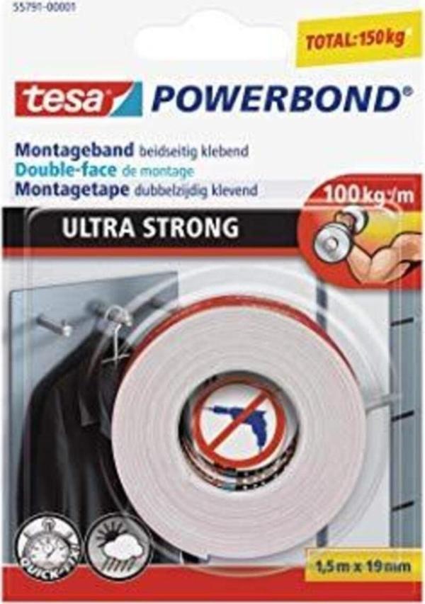 Tesa Powerbond  1.5 M X19 Mm Ultra Güçlü Çift Taraflı Montaj Bandı - Image 1