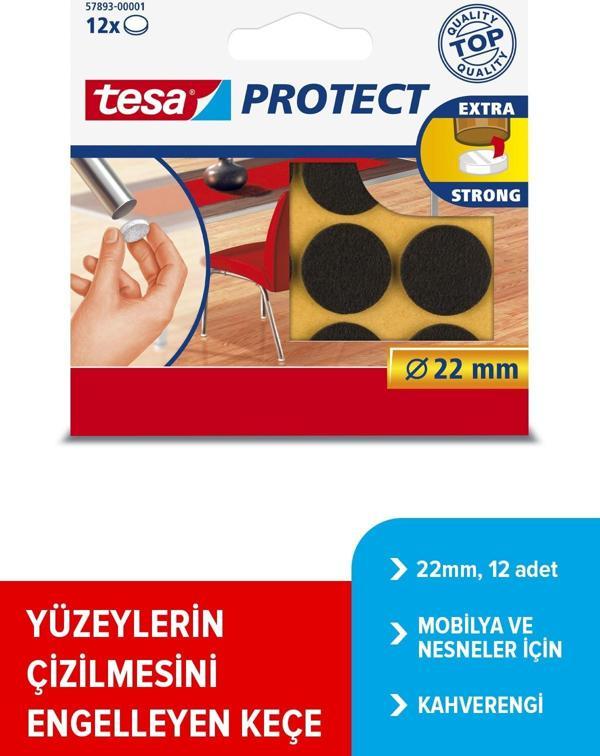 Tesa Protect Çizilmeye Karşı Koruma Sağlayan Keçe, Yuvarlak, 22Mm, 12 Adet, Kahverengi - Image 1