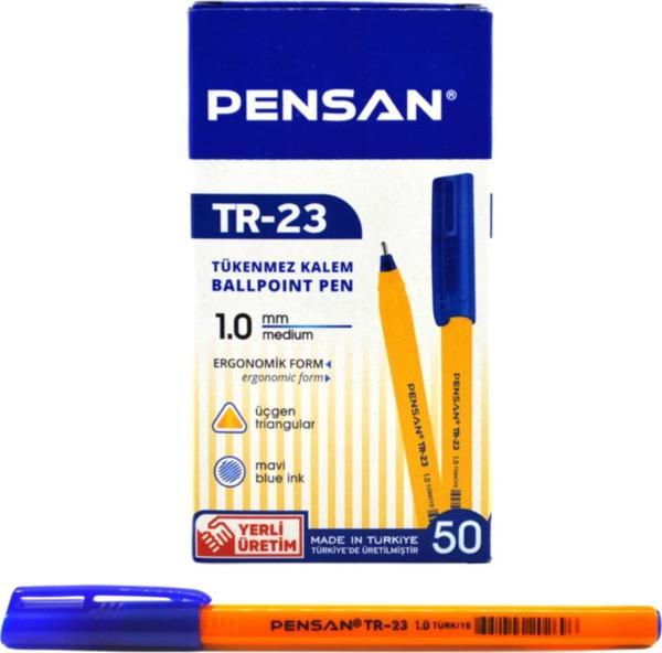 Pensan Üçgen Tükenmez Kalem Mavi 50'li - Image 1
