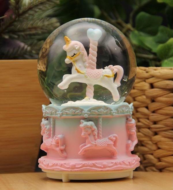 Hediyebiziz Kar Küresi Işıklı Ve Müzikli Unicorn Pembe - Image 1