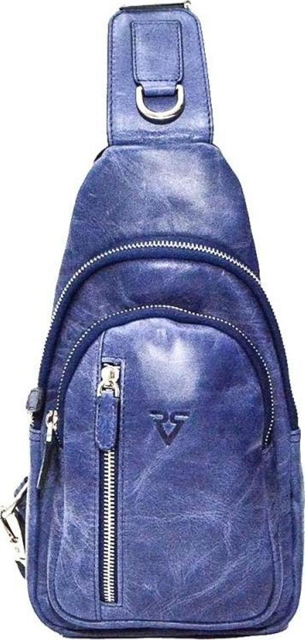 RİCH SMİTH ® GERÇEK DERİ OMUZ GÖĞÜS ÇANTASI FREEBAG / 4819 LACİVERT (DUMANLI) - Image 1