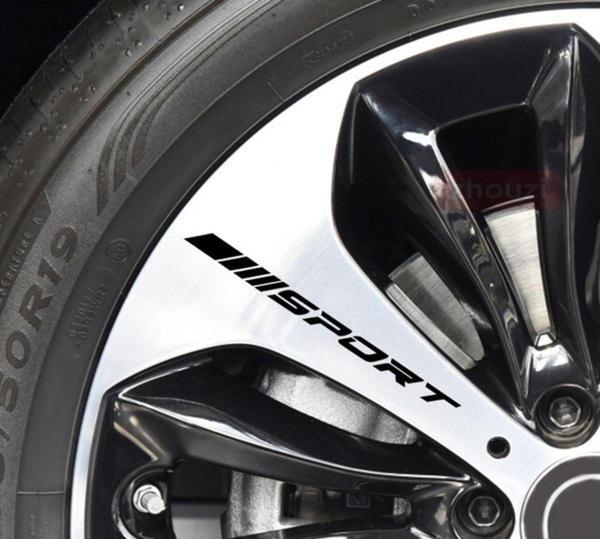 12cm Jant Sticker Yapıştırma Yazı Etiket 8 Adet Siyah - Image 1