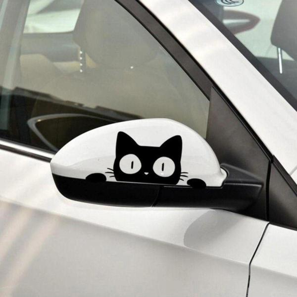 2 Adet Kedi Araba Oto Ayna Sticker Yapıştırması 14cm - Image 1