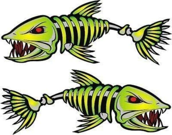 2x Balık Kemikleri Iskelet Araba Sticker Yapıştırma - Image 1