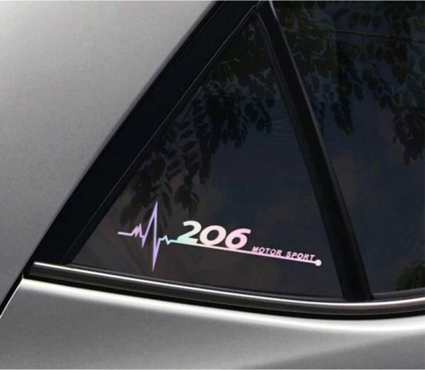 206 Yan Cam Sticker Oto Kapı 20 Cm X 7 Cm Hologram c71 - Image 1