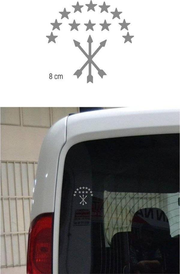 Adige Bayrak Araba Sticker Gümüş Yaldız 8 Cm 4 Adet - Image 1