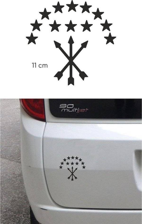 Adige Bayrak Araba Sticker Siyah 11 Cm 4 Adet - Image 1