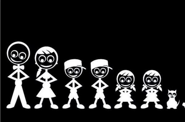 Aile Sticker Arka Cam 2 Erkek 2 Kız Çocuk Sticker Yapıştırma - Image 1
