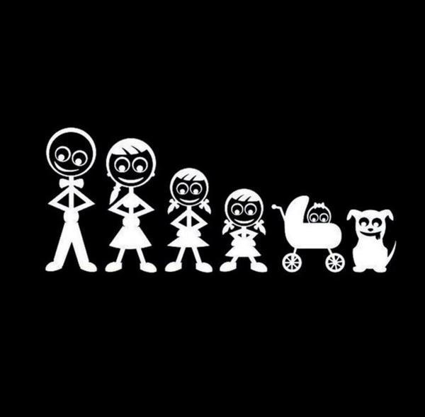Aile Sticker Arka Cam Baba Anne 2 Kız Çocuk ve bebek Yapıştırma - Image 1