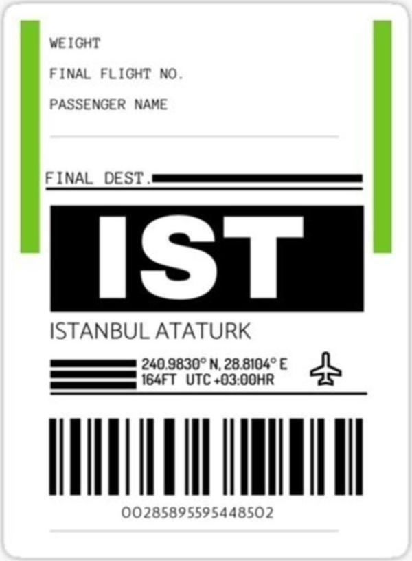 Atatürk Havalimanı Sticker Yapıştırması 14 cm 2 Adet - Image 1