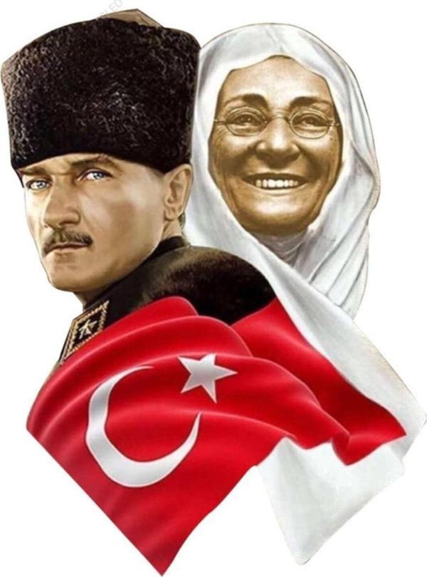 Atatürk Türk Bayrağı Ve Zübeyde Hanım Sticker 15cm - Image 1