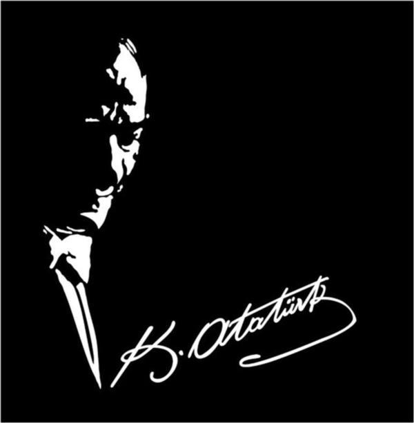 Atatürk Ve Imza Sticker Oto Sticker Yapıştırması Etiket - Image 1