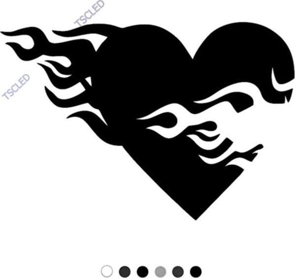 Ateş Efektli Fire Heart Sticker Yapıştırma 15cm - Image 1