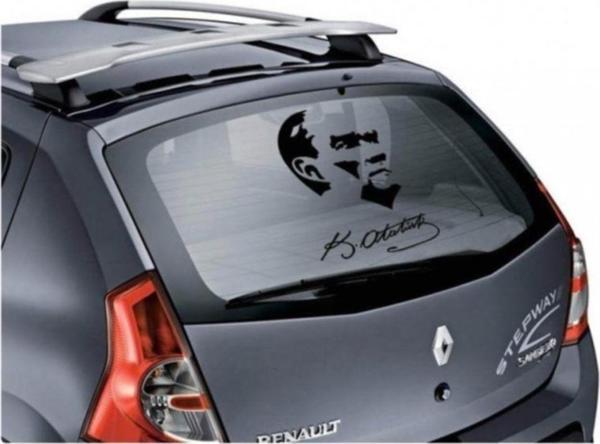 Arka Cam Büyük Boy Atatürk Portre Araba Sticker 38cm - Image 1