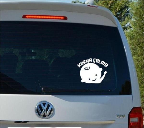 Arabada Bebek Var Korna Çalma Sticker Yapıştırma Arka Cam - Image 1