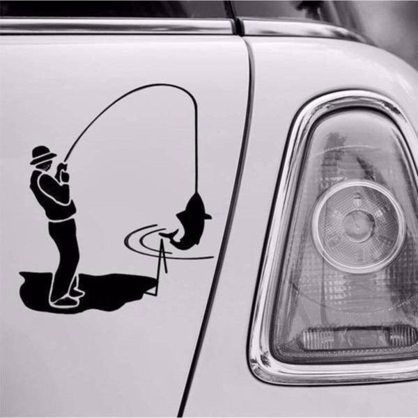 Balık Tutan Adam Siyah Renk 20 Cm Sticker Yapıştırma - Image 1