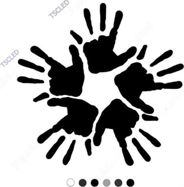 Beş El Ile Oluşturulmuş El Izi Sticker 17cm - Image 1