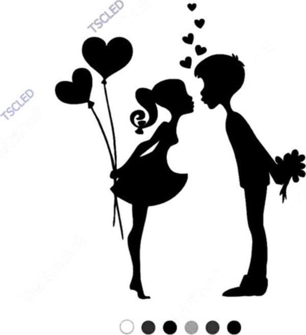 Birbirine Sürpriz Yapan Sevgililer Sticker Yapıştırma 17cm - Image 1