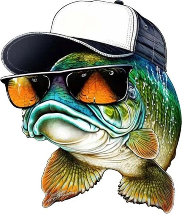 Cool gözlüklü balık Sticker Araba, Motorsiklet, AraçEtiket Cam Sticker 19CM - Image 1