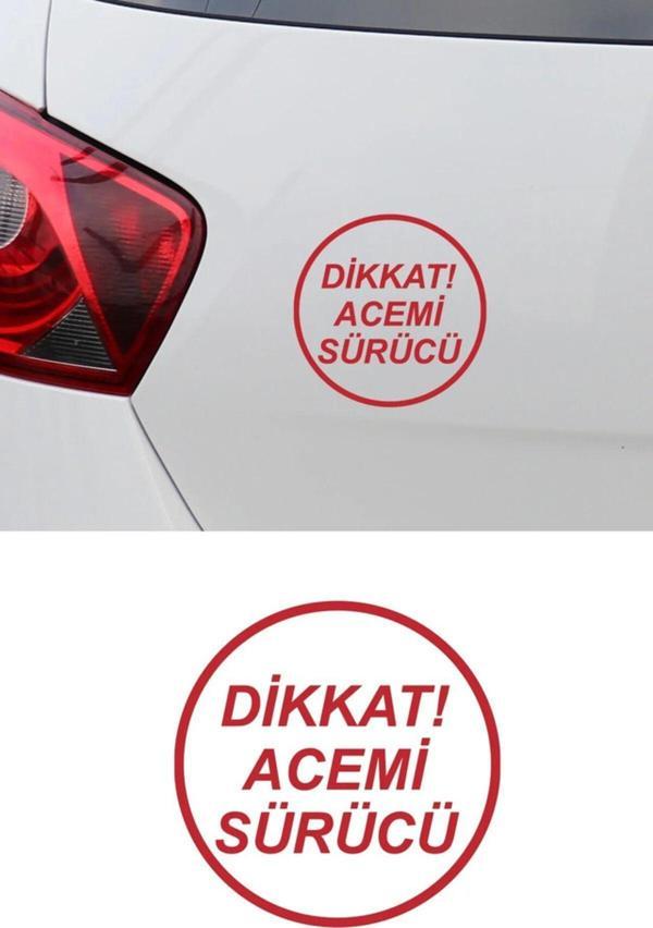 Dikkat Acemi Sürücü 14 Cm 2 Adet kırmızı Renk - Image 1