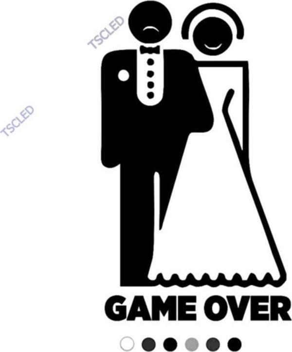 Game Over Düğün Araba Süslemesi Sticker 15cm - Image 1