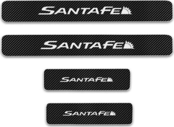Hyundai Santa Fe Carbon Fiber Kapı Eşiği Yazısı Sticker 4Adet - Image 1