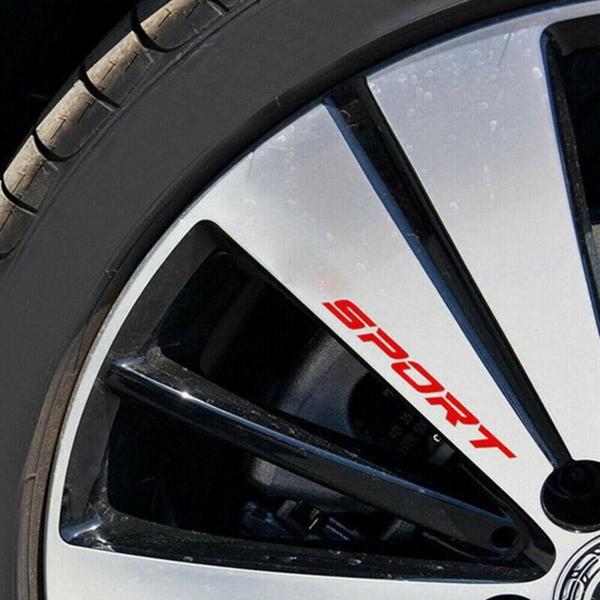 Jant Sticker Sport Yazısı 12 Cm 8 Adet Kırmızı Renk - Image 1