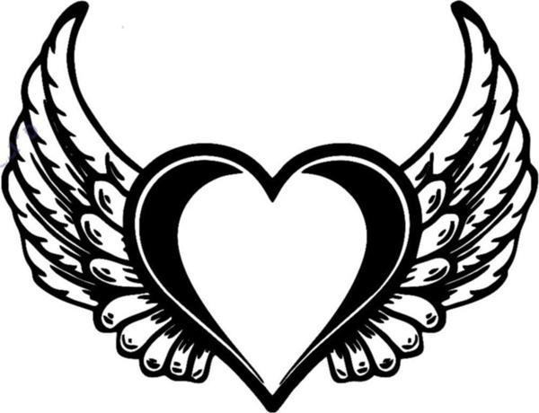 Kanatlı Kalp İçi Boş Sticker Etiket Yapıştırma 15cm - Image 1