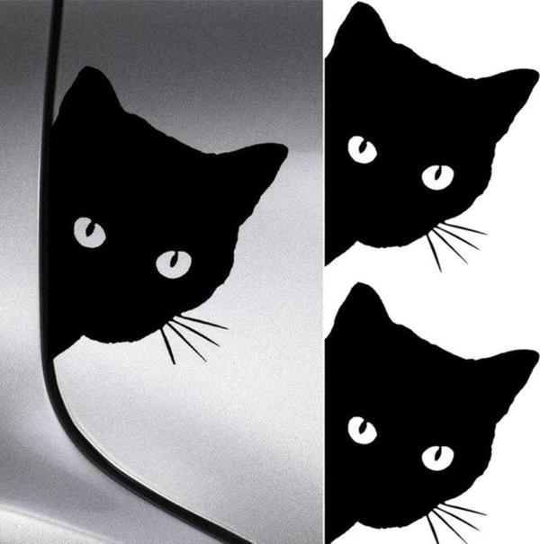 Kedi Araba Oto Sticker Yapıştırması 15cm 2adet - Image 1