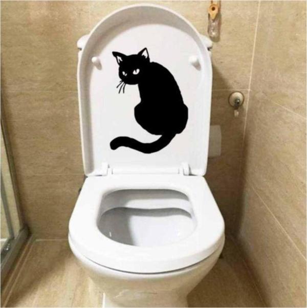 Kedi Klozet Sticker Yapıştırması Sticker - Image 1
