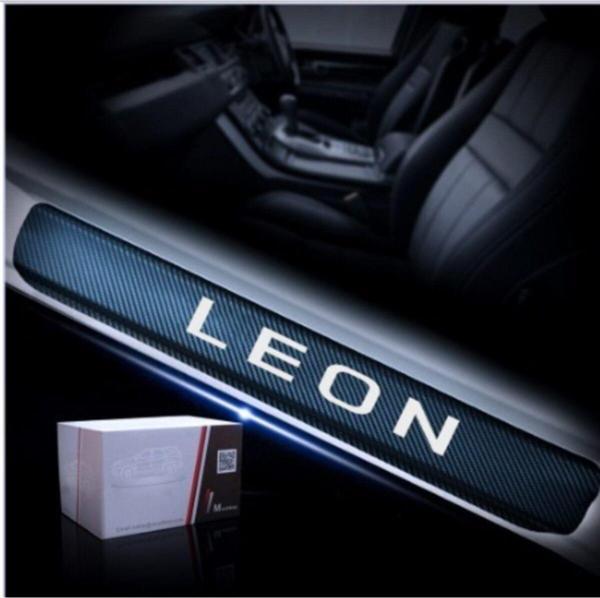 Seat Leon Carbon Fiber Kapı Eşiği Yazısı Sticker Boya Koruma - Image 1