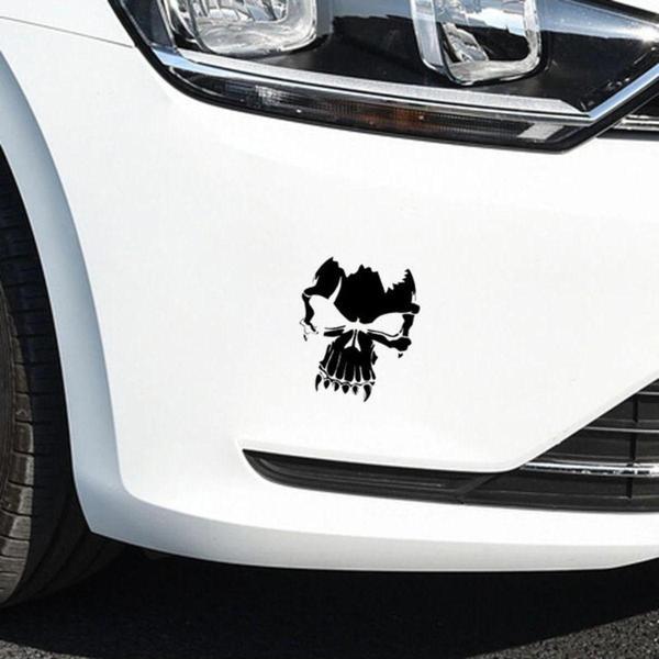 Siyah Kuru Kafa Cadılar Bayramı Sticker Etiket 14cm 2 Adet - Image 1