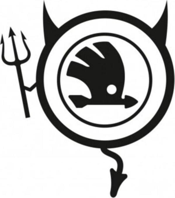 Skoda Araba Komik Şeytan Sticker Yapıştırma - Image 1