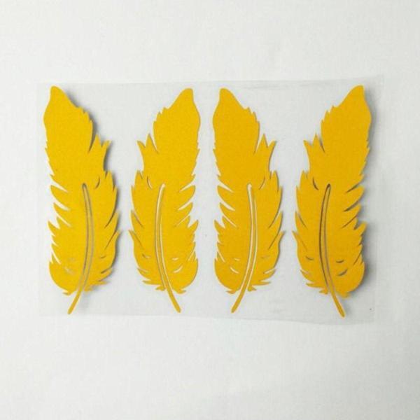 Sarı Renk Tüy Araba Sticker Yapıştırma 4 Adet - Image 1