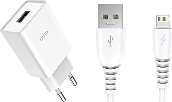 DVIP Y100A 2.4A UsbA to Lightning Kablolu Hızlı Şarj Aleti Set Beyaz - Image 1