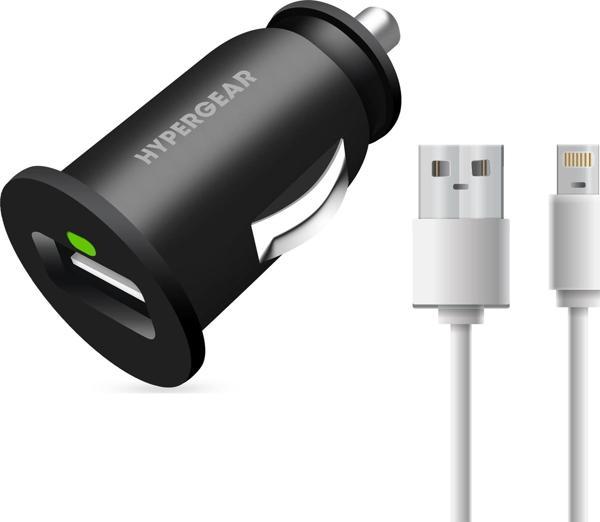 Hypergear 2.1A 2X Hızlı Araç Şarj Aleti Set İphone Uyumlu Lightning Kablo Siyah - Image 1