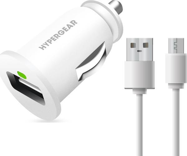 Hypergear 2.1A 2X Hızlı Araç Şarj Aleti Set Micro Kablo Beyaz - Image 1