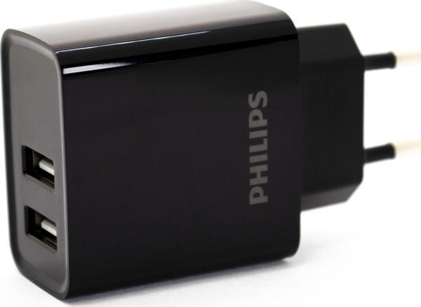 Philips DLP2610/12 Çift UsbA Çıkışlı 5V 3.1A Hızlı Şarj Adaptör- Siyah - Image 1