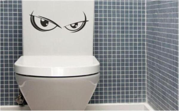Wc Klozet Için Gözler Sticker Yapıştırma - Image 1